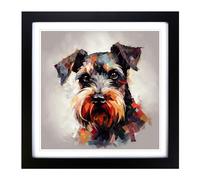 Schnauzer Abstract Art No.2 Framed Wall Art Print, Ready to Hang Picture for Living Room Bedroom Home Office, Black 18 x 18 Inch (45 x 45 cm)