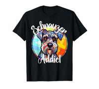 Schnauzer Addict Stained Glass Dog Portrait Value Graphic T-Shirt