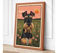 Schnauzer at Sunrise Rustic Canvas Wall Art Print 24x16 Inch