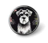 Schnauzer Badge Exquisite Round Alloy Brooch Cute Brooch Fashion Name Badge Lightweight Elegant Pin Compact Circular Alloy Lapel Pin for Id Club Event Souvenir Gift