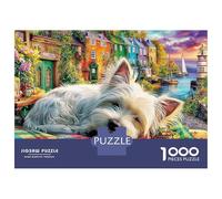 Schnauzer Beach Scene 1000 Piece Jigsaw Puzzles Sleeping Dog in Forest for Adult Educational Game Beautiful Decoration Challenge High Difficulty Birthday Gifts 52x38cm/1000pcs