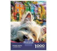 Schnauzer Beach Scene 1000 Piece Recycled Cardboard Rabbit in Blooms Puzzle, Adults/Kids 12+, Decompression, Wall Decor & Personalised Gift for Birthdays 70x50cm/1000pcs