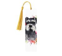 Schnauzer Bookmark Wooden Bookmarks for Book Lovers Book Markers with Tassels Wood Craft Wooden Gift Tags Labels Rectangle Bookmark Ornaments Unusual Gift for Men Women