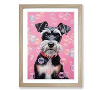 Schnauzer Bubble Gum Painting Framed Print | A2 Oak Framed Wall Art | Ready to Hang | Modern Historical Picture | Living Room Bedroom Lounge Office