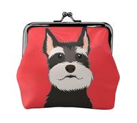 Schnauzer Buddy Dog, PU Leather Coin Purse, Small Wallets, Change Pouch with Kiss Lock Clasp Buckle, Change Purse