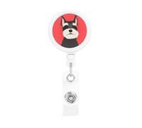 Schnauzer Buddy Dog, Retractable Badge Holder,Badge Reels Holder with ID Clip Alligator Clip