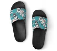Schnauzer Cherries Flower Men Shower Slippers | Women Non Slip Slides Pool Sandals Bathroom Beach