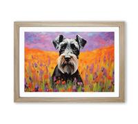 Schnauzer Colour Field No.2 Framed Print | A2 Oak Framed Wall Art | Ready to Hang | Modern Nature Picture | Living Room Bedroom Lounge Office