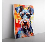 Schnauzer Constructivism Art Canvas Print for Living Room Bedroom Home Office Décor, Wall Art Picture Ready to Hang, 76x50 cm (30x20 Inch)