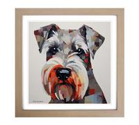 Schnauzer Constructivism Framed Print | 18x18 Inch Oak Framed Wall Art | Ready to Hang | Modern Historical Picture | Living Room Bedroom Lounge Office