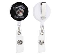 Schnauzer Cute Dog Cute Badge Holder Retractable Clip ID Card Name Tag Badge Reels for Work