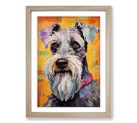 Schnauzer Dadaism Framed Wall Art Print A2 Oak
