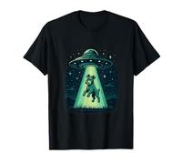 Schnauzer Dog Alien UFO Abduction Under Night Stars T-Shirt