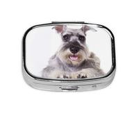 Schnauzer Dog Cute,Meta Pill Box 2 Compartment Medicine Case,Portable Organizer