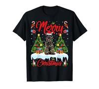 Schnauzer Dog Lights Xmas Tree Santa Schnauzer Christmas T-Shirt