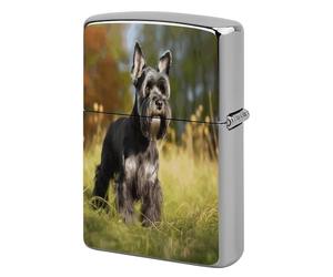 Schnauzer Dog on The Grass Metal Lighter Case, Funny Lighter Cover Double-Side Print Vintage Cool Lighters Sleeve Lighters Accessories for Zippo Men Dad Husband Collect