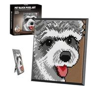 Schnauzer Dog Pixel Art Animal Mini Micro Block Wall Hanging Tabletop Decor