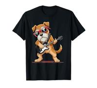 Schnauzer Dog Playing Bass Guitar Guitarist Rocker Pose Cool T-Shirt