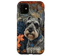 Schnauzer Dog Salt Pepper Floral Art Portrait Case for iPhone 11