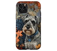 Schnauzer Dog Salt Pepper Floral Art Portrait Case for iPhone 11 Pro