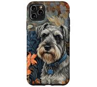 Schnauzer Dog Salt Pepper Floral Art Portrait Case for iPhone 11 Pro Max