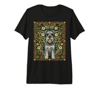 Schnauzer Dog William Morris Style Floral Premium T-Shirt