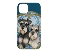Schnauzer Dogs Art Nouveau Floral Pet Owner Case for iPhone 14 Plus