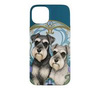 Schnauzer Dogs Art Nouveau Floral Pet Owner Case for iPhone 15 Plus