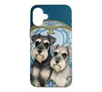 Schnauzer Dogs Art Nouveau Floral Pet Owner Case for iPhone 16 Plus
