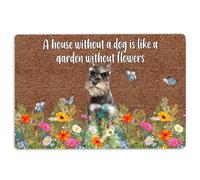 Schnauzer Door Mat Schnauzer a house without a dog is like a garden without flowers Welcome Non-Slip Mats Funny Doormat Bathroom Kitchen Front Porch Rugs Entrance 16 * 24in/40 * 60cm
