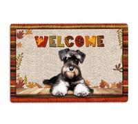 Schnauzer Door Mat Schnauzer Dog Welcome Fall Autumn Pumpkin Spice Maple Leaf Welcome Non-Slip Mats Funny Doormat Bathroom Kitchen Front Porch Rugs Entrance 16 * 24in/40 * 60cm