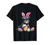 Schnauzer Easter Dog Bunny Ears Easter Eggs Puppy T-Shirt