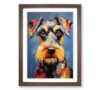 Schnauzer Expressionism Framed Wall Art Print A2 Walnut