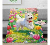Schnauzer Flannel Blanket Tulip Throws for Sofas, Soft Cosy, Lightweight Fluffy Plush Throw Blanket for Bed, 3D Print Design Throw Adults Kids Bedroom Decor 40x50inch