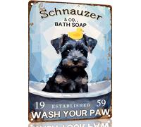 Schnauzer Funny Metal Sign Gifts Decor Vintage Bathroom and Bathtub Metal Tin Sign Decor Dog Lovers Home Bar Restroom Toilet Retro Wall Art Poster Sign Accessories 8x12 Inch