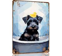 Schnauzer Funny Metal Sign Gifts Decor Vintage Bathroom and Bathtub Metal Tin Sign Decor Dog Lovers Home Bar Restroom Toilet Retro Wall Art Poster Sign Accessories 8x12 Inch
