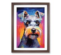 Schnauzer Futurism Framed Wall Art Print A2 Walnut