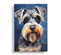 Schnauzer Geometric Art Canvas Wall Art Print 30x20 Inch