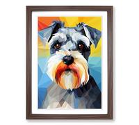 Schnauzer Geometric Framed Wall Art Print A2 Walnut