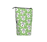 Schnauzer Green Heart Dog Pet,Standing Pencil Holder Stationery Bag Pencil Pouch Organizer Telescopic Pencil Case