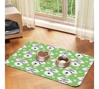 Schnauzer Green Heart Dog Pet,Waterproof Pet Feeding Mat,PU Leather Placemats for Cat Dog Water Bowl,Food Mats,40x60cm