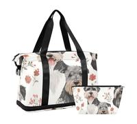 Schnauzer Grey Dog Travel Bag Travel Bag Weekend Bag With Adjustable Trekking Belt Multifunctional, Schnauzer Grey, 1 Size, Schnauzer Grey, 1 size