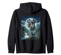 Schnauzer Howling to The Moon Meme Funny Dog Lover Zip Hoodie