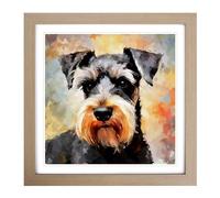 Schnauzer Impressionism Framed Print | 18x18 Inch Oak Framed Wall Art | Ready to Hang | Impressionist Nature Picture | Living Room Bedroom Lounge Office