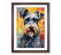 Schnauzer Impressionism Framed Wall Art Print A2 Walnut