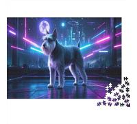Schnauzer Jigsaw Puzzles Puzzles for Adults Kids. 1000 Piece Neon Lights City Impossible Challenge Toy Educational Games Home Decoration for Educational Games Gifts 1000pcs (75x50cm)