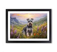Schnauzer Landscape Framed Print | A2 Black Framed Wall Art | Ready to Hang | Modern Nature Picture | Living Room Bedroom Lounge Office