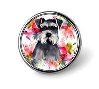 Schnauzer Lapel Pin Brooches Round Fashion Brooch Pin Cute Button Badges Alloy Button Pins Enamel Pins Metal Pinback for Hat Shirt Clothing Bags