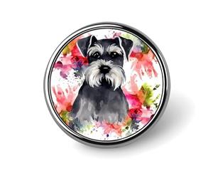 Schnauzer Lapel Pin Brooches Round Fashion Brooch Pin Cute Button Badges Alloy Button Pins Enamel Pins Metal Pinback for Hat Shirt Clothing Bags