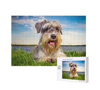 Schnauzer Lawn Pets Gray Dogs Chnauzer,300 Pieces Wooden Jigsaw Family Game Jigsaw Puzzles for Adults Teens Home Decor